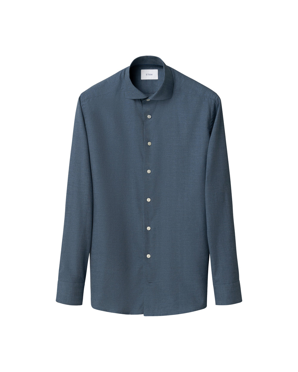 Eton Solid Signature Flannel Shirt – Blauw-100% katoen-HEREN SHIRTS-Blauw