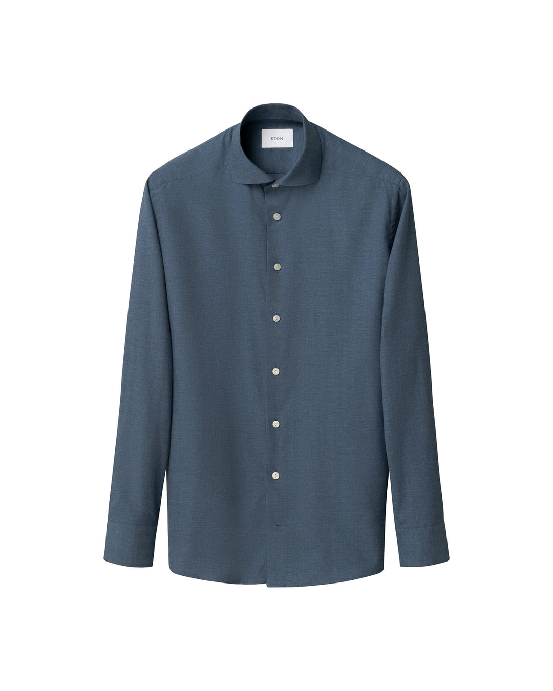 Eton Solid Signature Flannel Shirt – Blauw-100% katoen-HEREN SHIRTS-Blauw