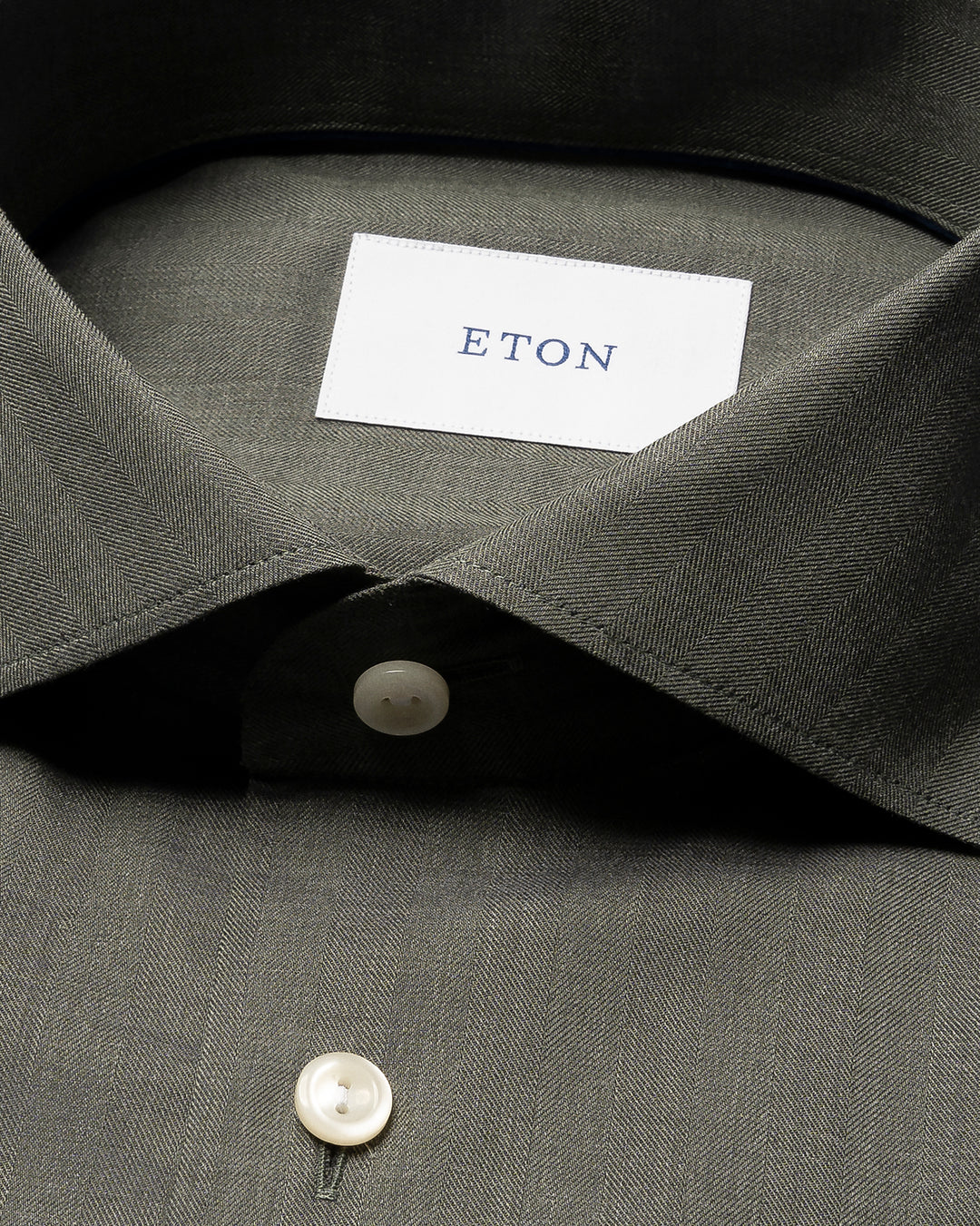 Eton Solid Signature Flannel Shirt – Groen-100% katoen -HEREN SHIRTS-Groen