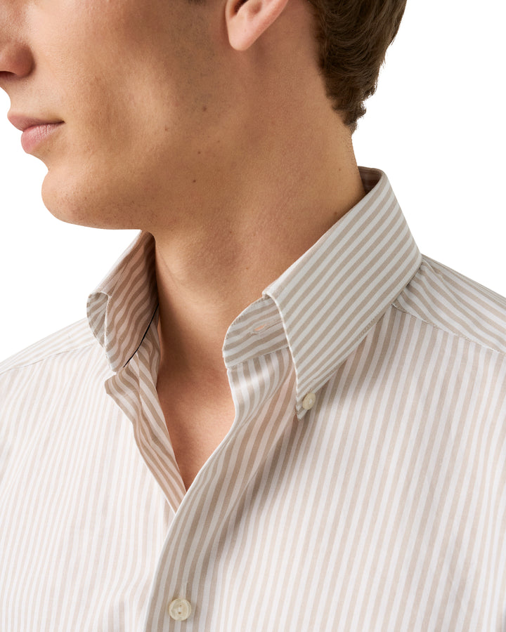 Eton Streep Signature Oxford Shirt Contemporary -100% katoen-HEREN SHIRTS-Beige