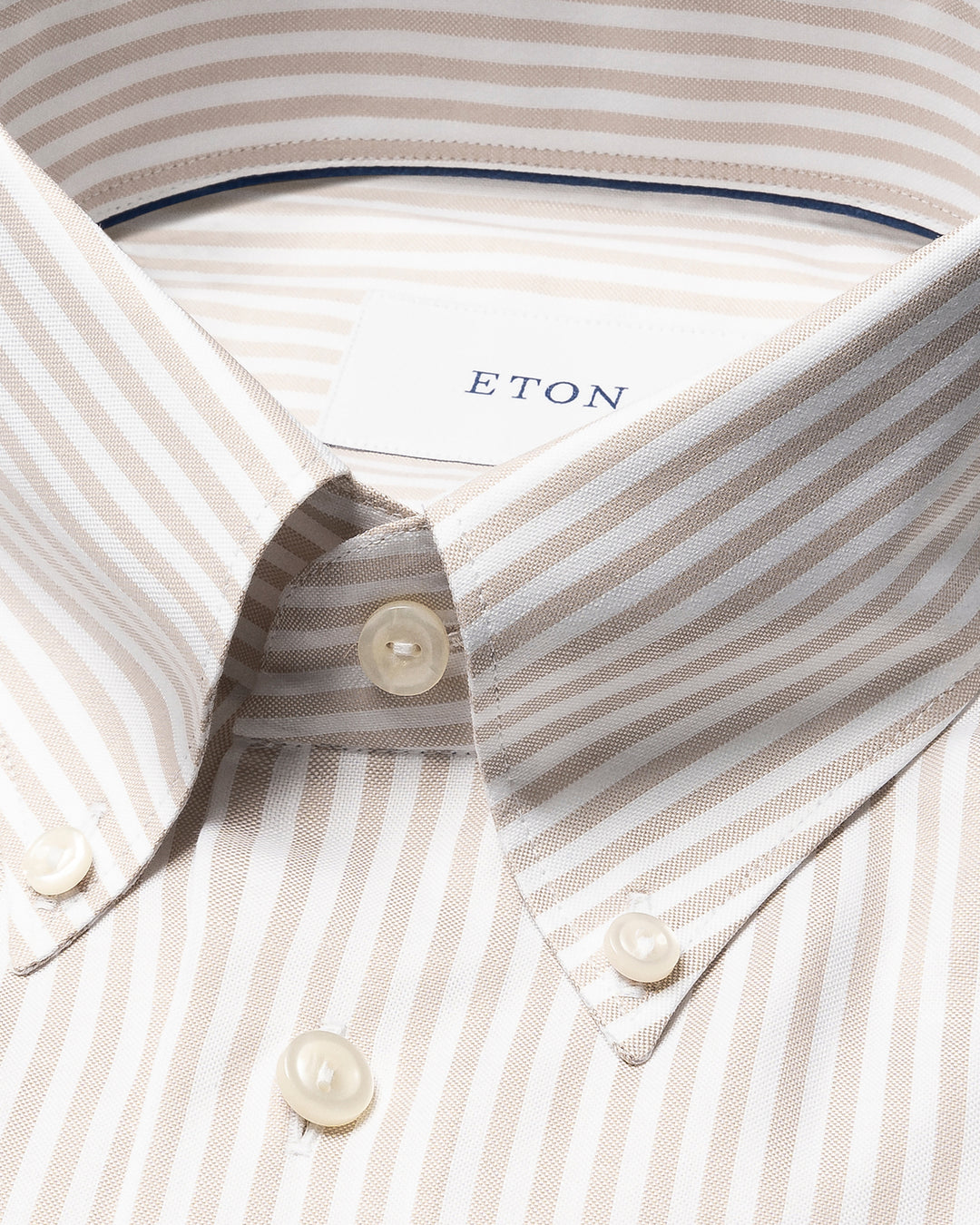 Eton Streep Signature Oxford Shirt Contemporary -100% katoen-HEREN SHIRTS-Beige