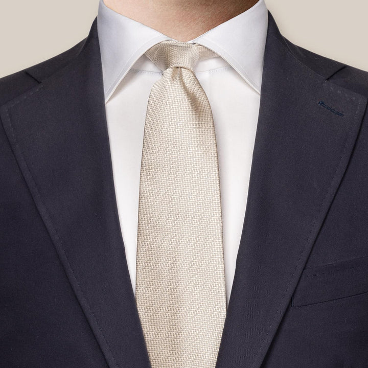 Eton stropdas-100% zijde-HEREN DAS/ STRIK/POCHETTE-Beige