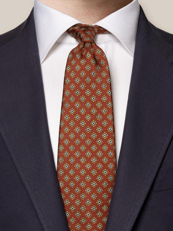 Eton stropdas-100% zijde-HEREN DAS/ STRIK/POCHETTE-Bruin