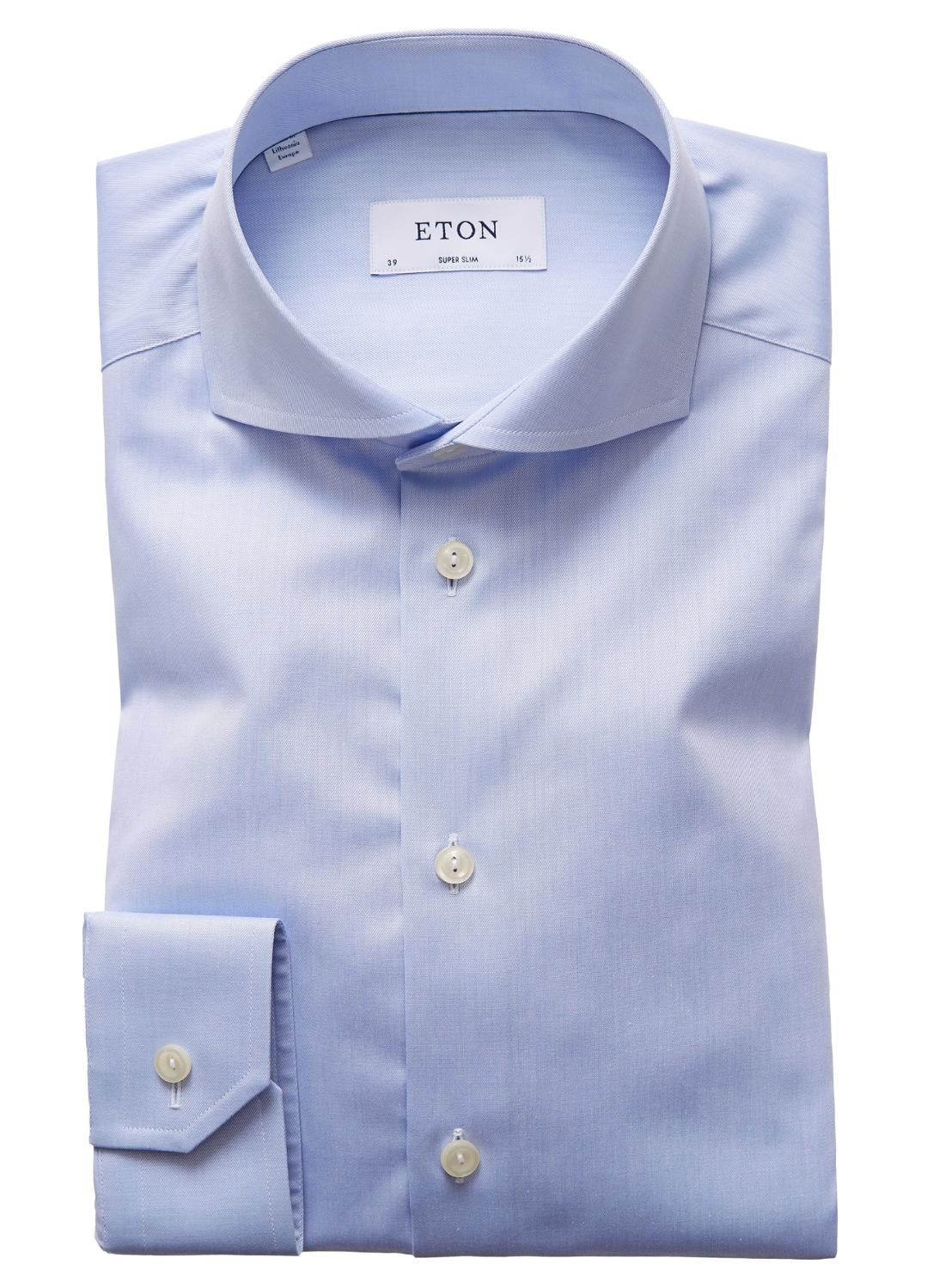 Eton super slim fit overhemd-100% katoen-HEREN SHIRTS-Blauw
