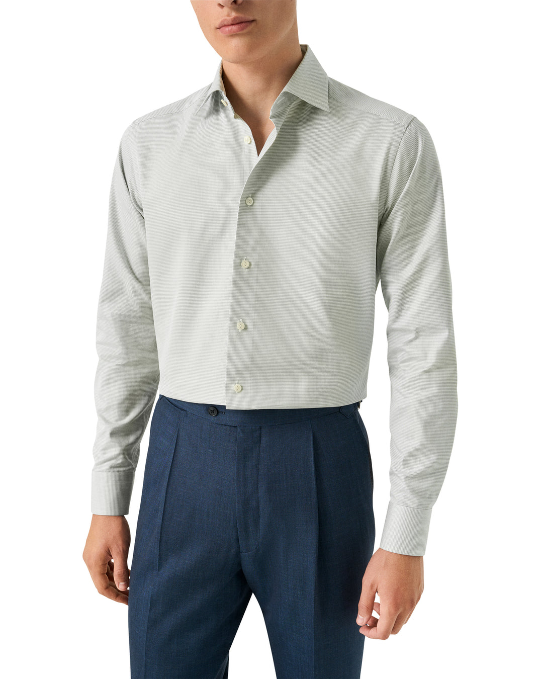 Eton Twill Shirt Slim Fit – Groen-100% katoen-HEREN SHIRTS-Groen