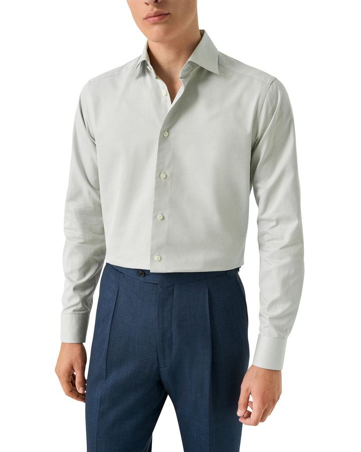 Eton Twill Shirt Slim Fit – Groen-100% katoen-HEREN SHIRTS-Groen
