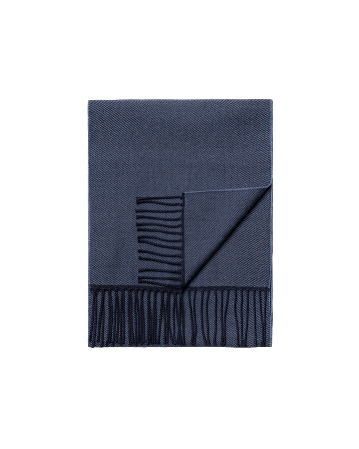 Eton Twill Wollen Sjaal – Blauw-100% merino wol-HEREN ACCESSOIRES-Blauw