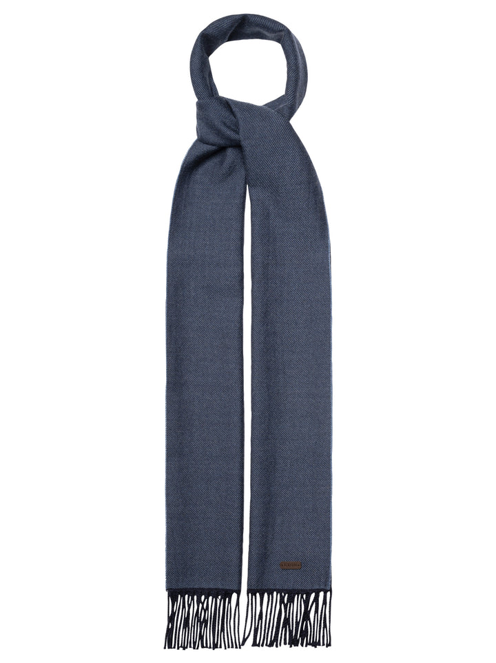 Eton Twill Wollen Sjaal – Blauw-100% merino wol-HEREN ACCESSOIRES-Blauw