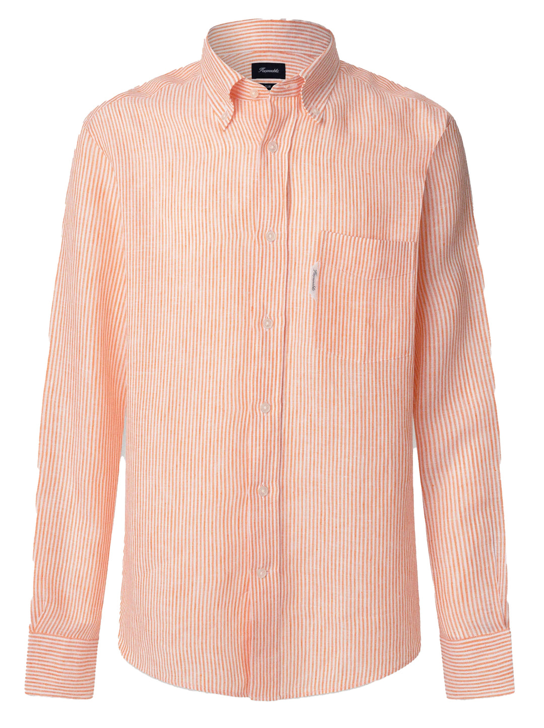 Faconnable Regular fit gestreept linnen shirt-100% Linnen-HEREN SHIRTS-Oranje