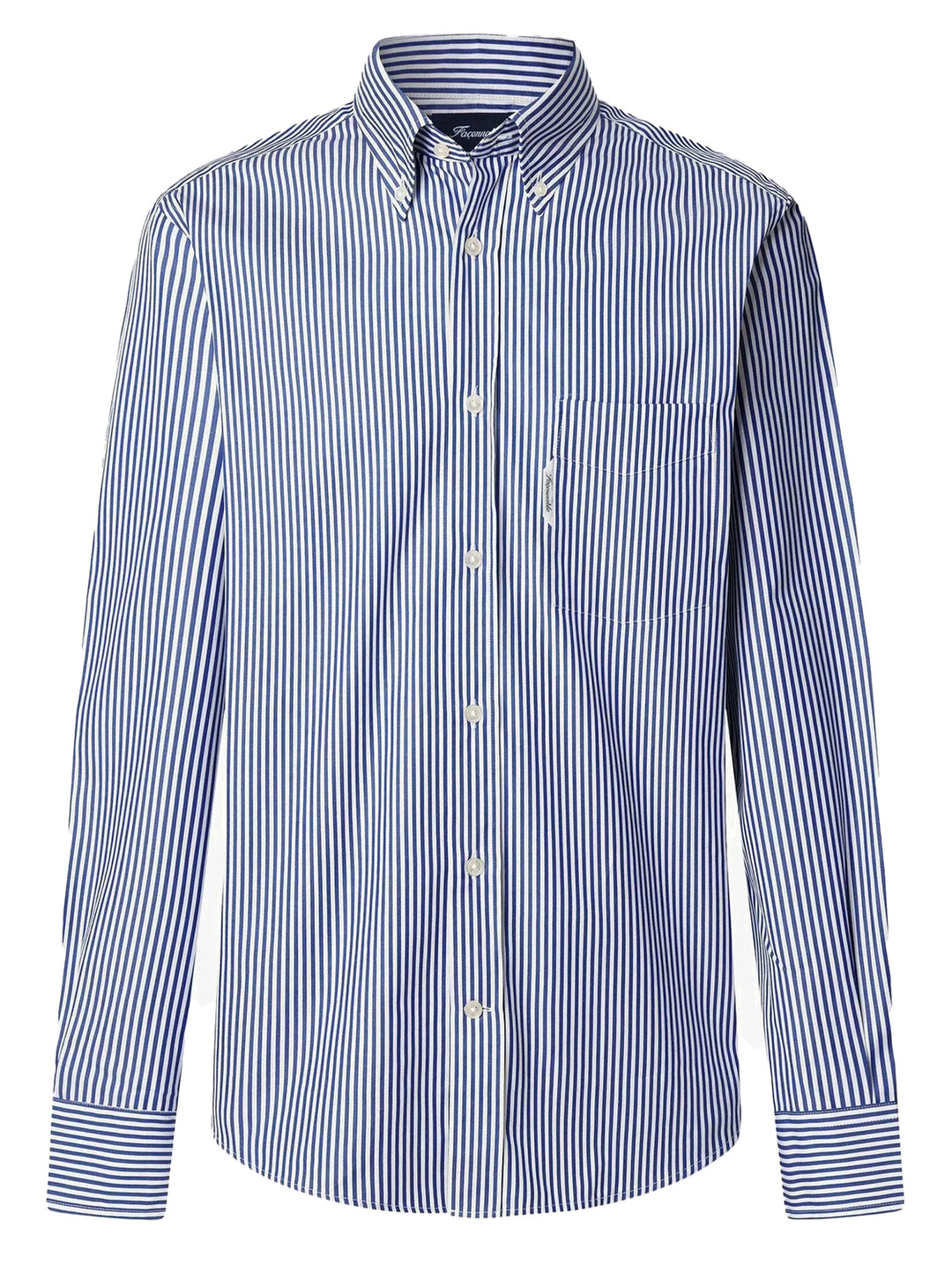 Faconnable regular fit gestreept poplin shirt-100% Katoen-HEREN SHIRTS-Blauw