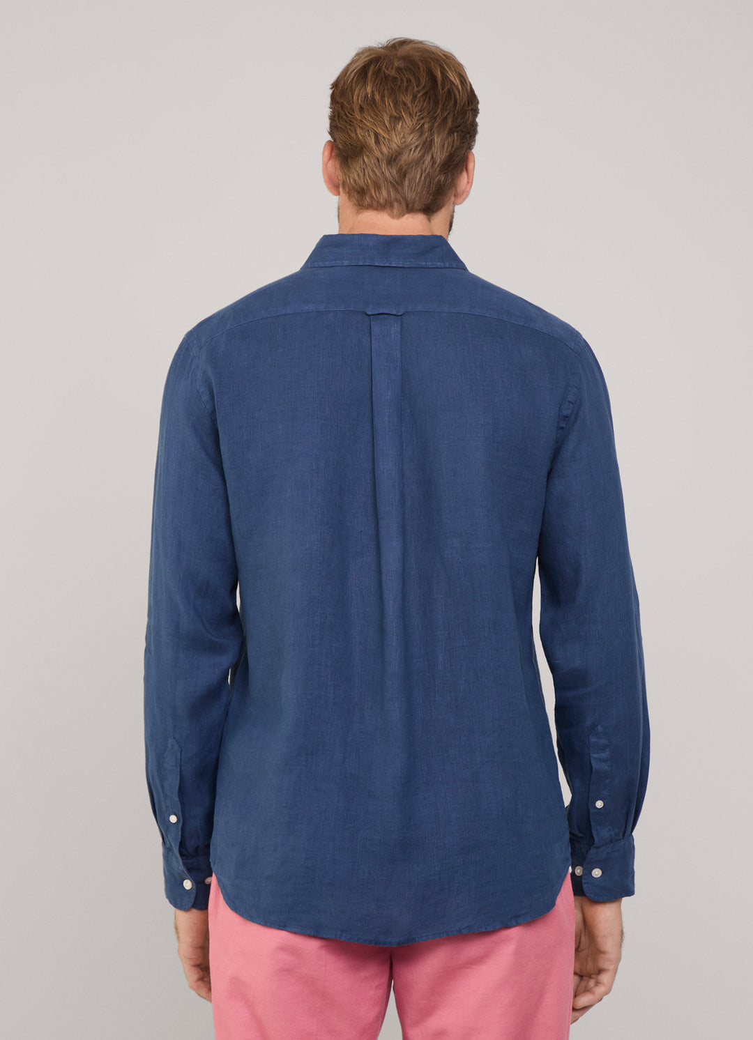 Faconnable regular fit linnen shirt-100% Linnen-HEREN SHIRTS-Blauw