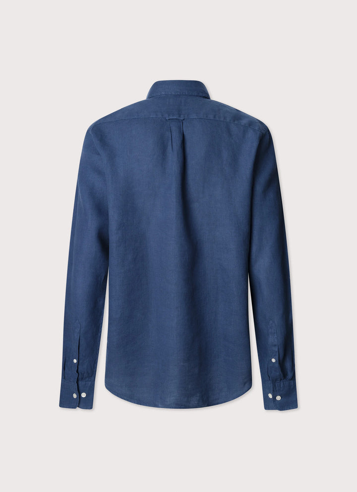 Faconnable regular fit linnen shirt-100% Linnen-HEREN SHIRTS-Blauw
