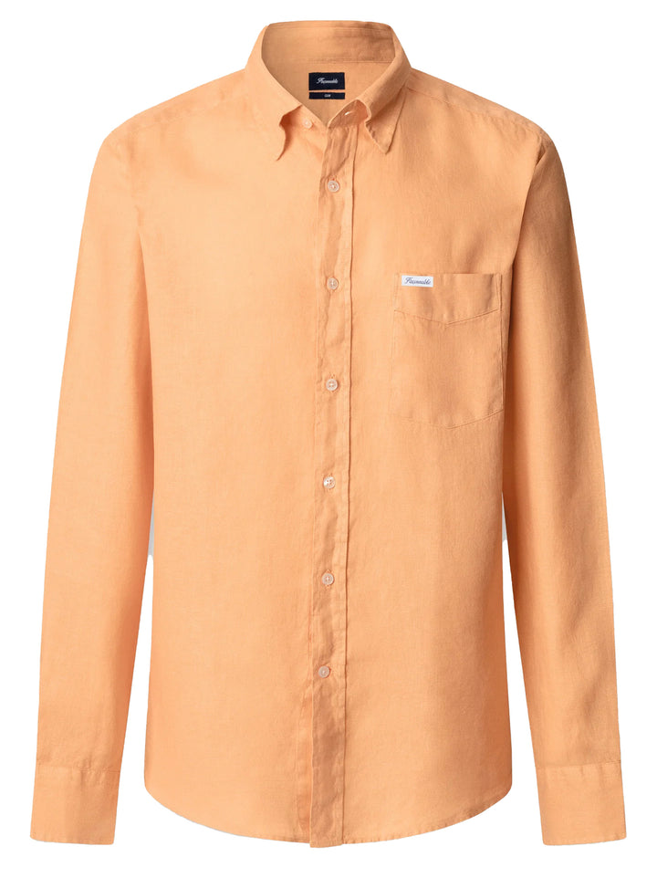 Faconnable regular fit linnen shirt-100% Linnen-HEREN SHIRTS-Oranje