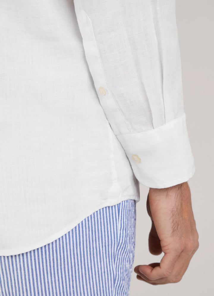 Faconnable regular fit linnen shirt-100% Linnen-HEREN SHIRTS-Wit