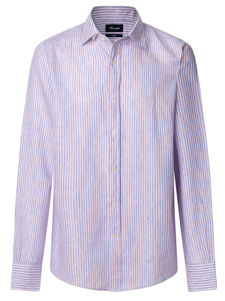 Faconnable Regular Fit Linnen Shirt – Paars-100% linnen-HEREN SHIRTS-Paars