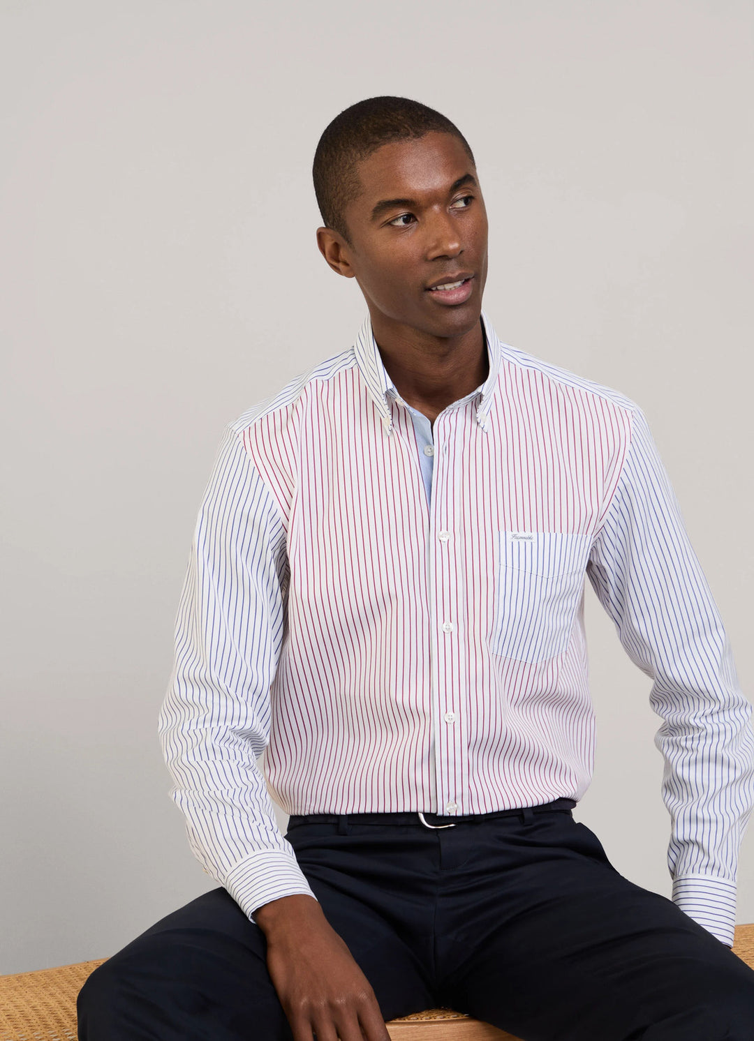 Faconnable regular fit poplin shirt-100% Katoen-HEREN SHIRTS-Rood