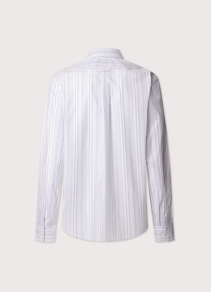 Faconnable Regular Fit Striped Poplin Shirt – blau-100% katoen-HEREN SHIRTS-Blauw