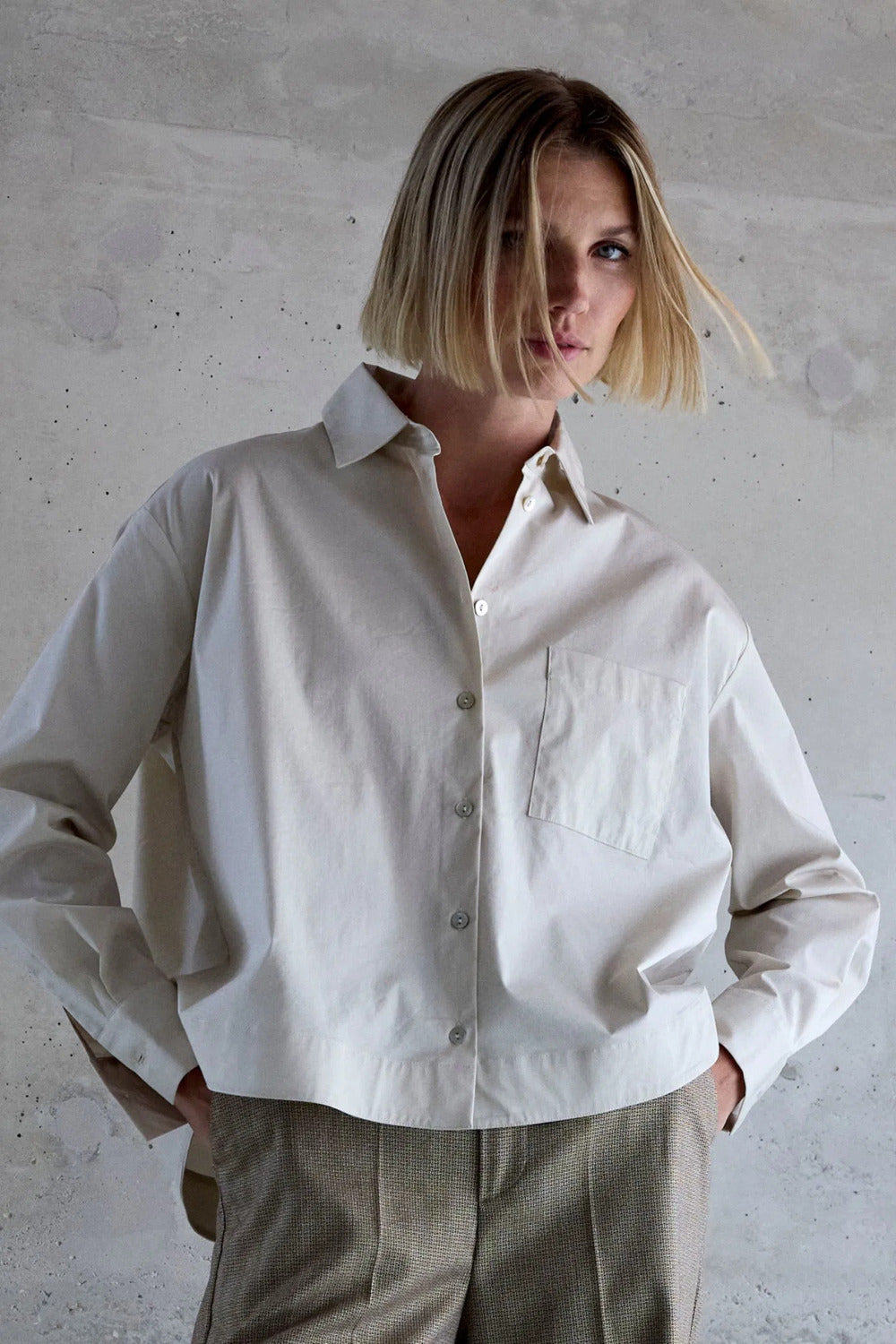 Femmes du Sud Amedee Blouse – Sand-62% katoen, 33% polyamide, 5% elasthaan-DAMES TOPS & BLOUSES-Room