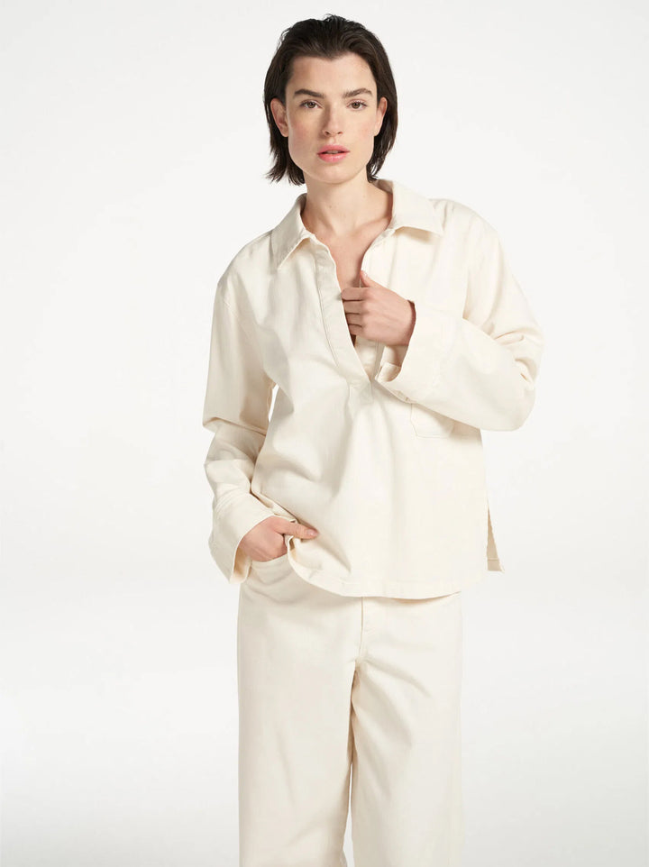 Femmes du Sud blouse courtnee off white-98% katoen, 2% polyamide-DAMES TOPS & BLOUSES-Room