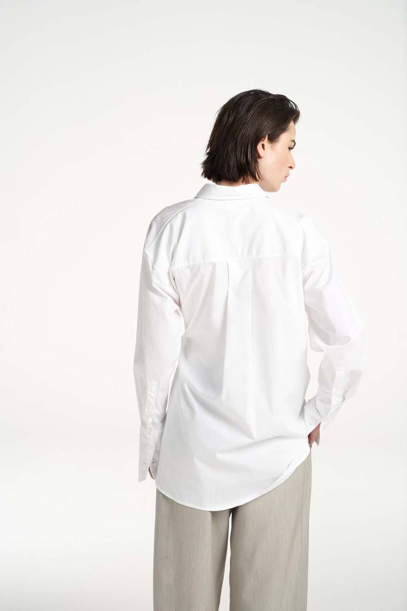 Femmes du Sud blouse fabien white-96% katoen | 4% elasthan-DAMES TOPS & BLOUSES-Wit