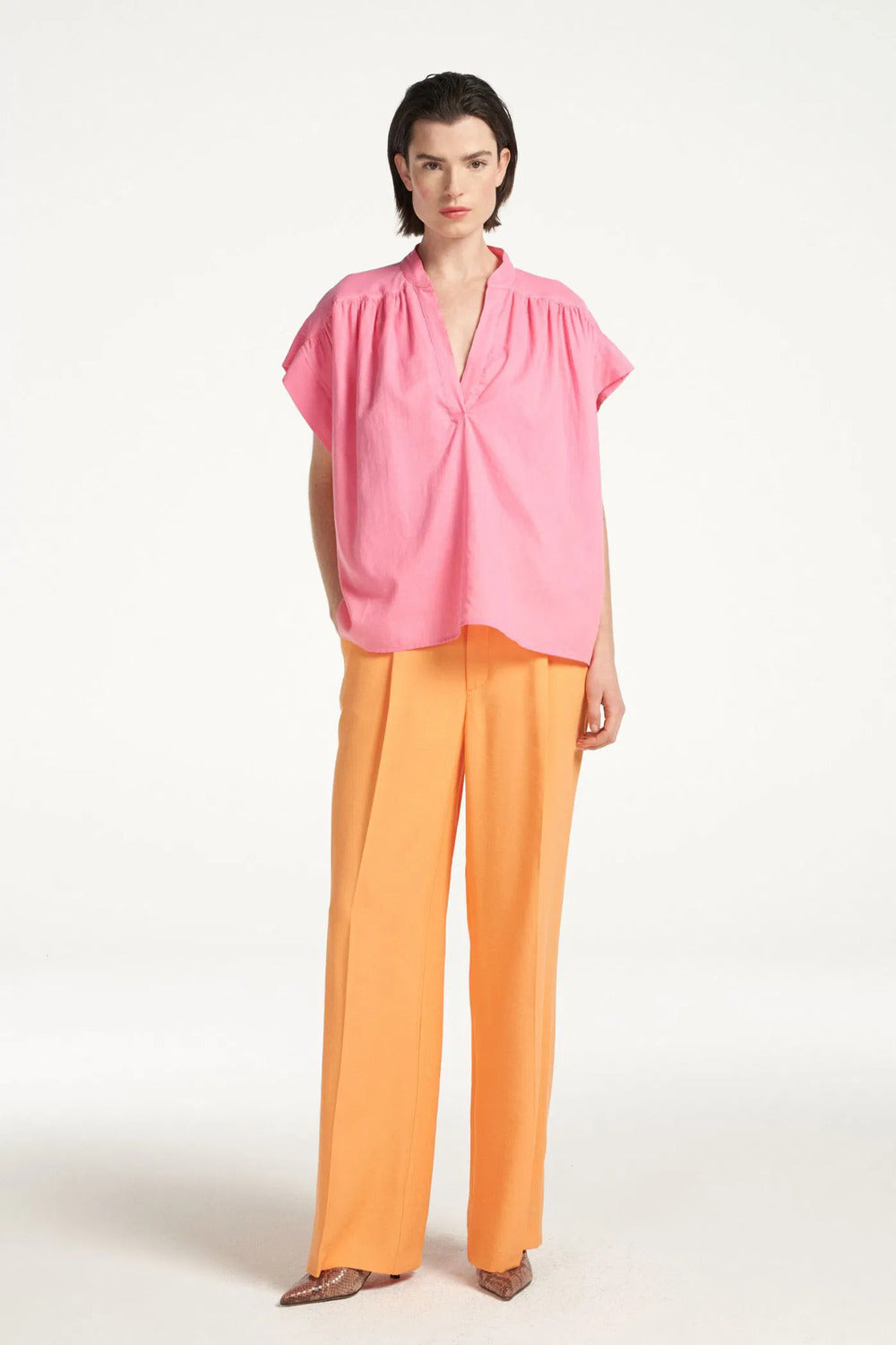 Femmes Du Sud Blouse Isadore Bright Pink-Kwaliteit: 90% viscose | 10% polyester-DAMES TOPS & BLOUSES-Roze