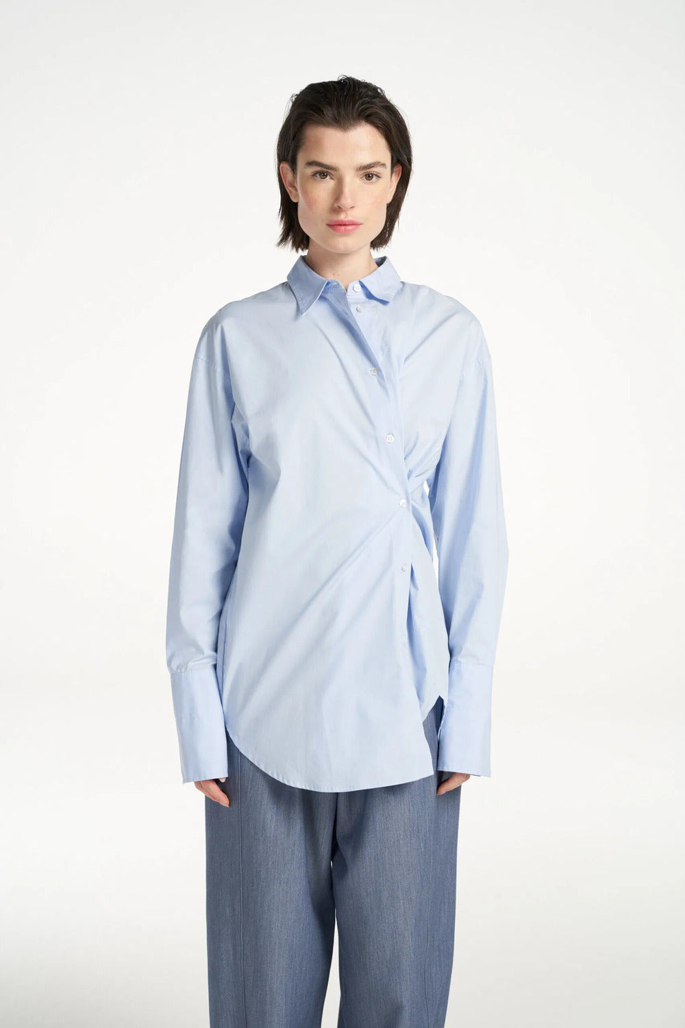 Femmes Du Sud Fabien Blouse – Licht blauw-96% katoen, 4% lycra-DAMES TOPS & BLOUSES-Blauw