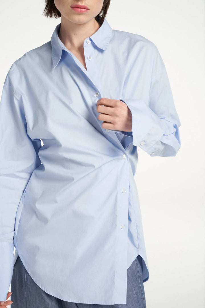 Femmes Du Sud Fabien Blouse – Licht blauw-96% katoen, 4% lycra-DAMES TOPS & BLOUSES-Blauw