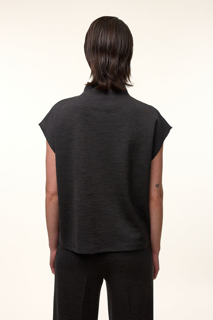 Femmes du Sud XAVIERRA jersey top-98% WO, 2% PA-DAMES TOPS & BLOUSES-Antraciet