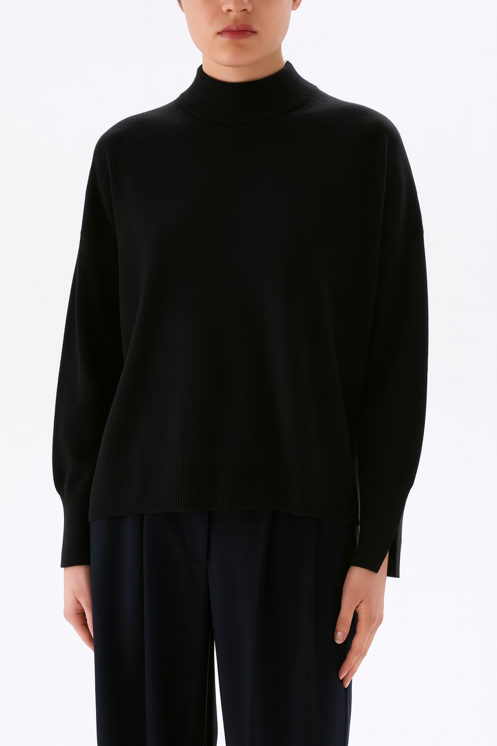 FFC Coltrui – Zwart-70% wol, 30% cashmere-DAMES TRUIEN & VESTEN-Zwart