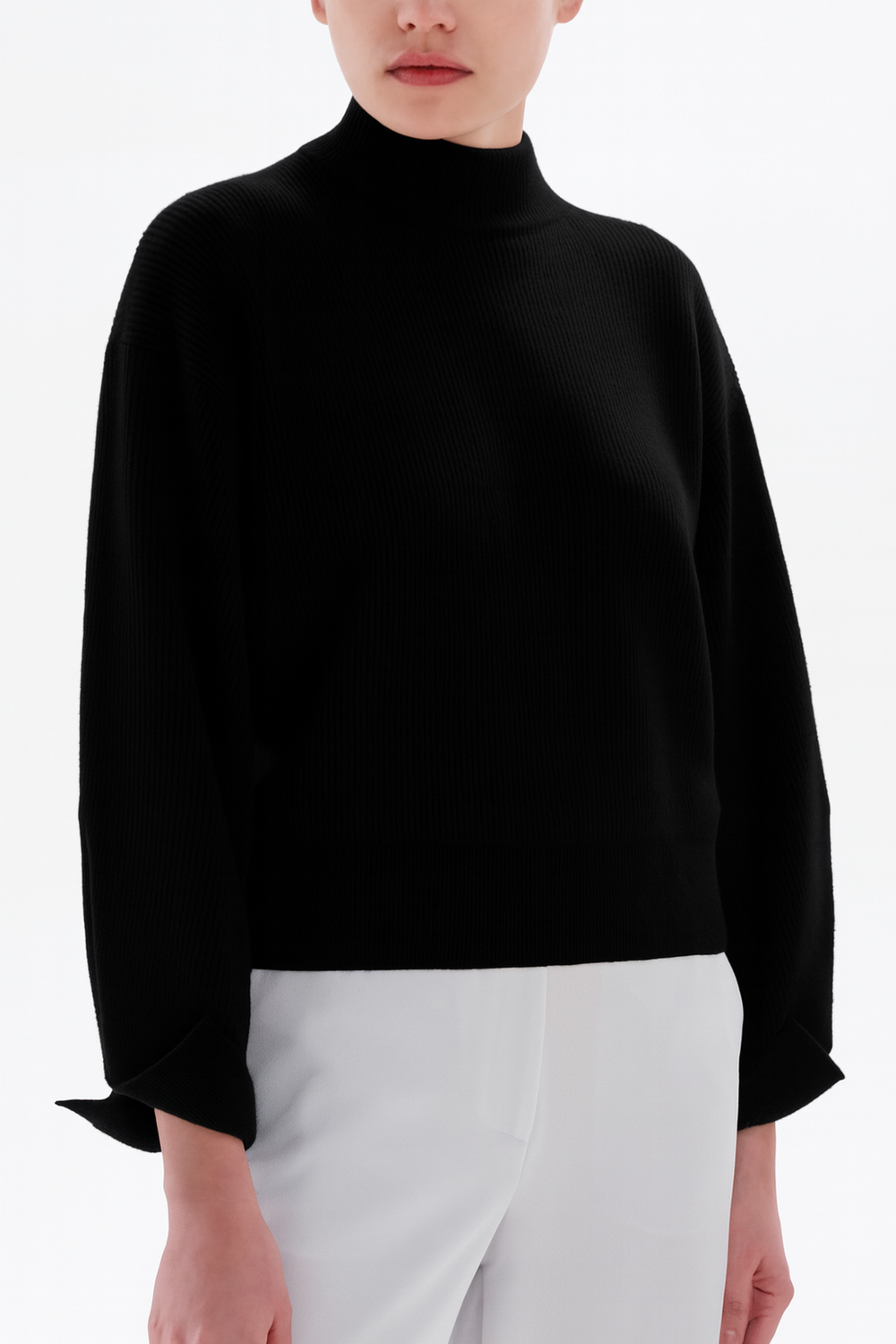 FFC Gebreide Trui – Zwart-70% wol, 30% cashmere-DAMES TRUIEN & VESTEN-Zwart