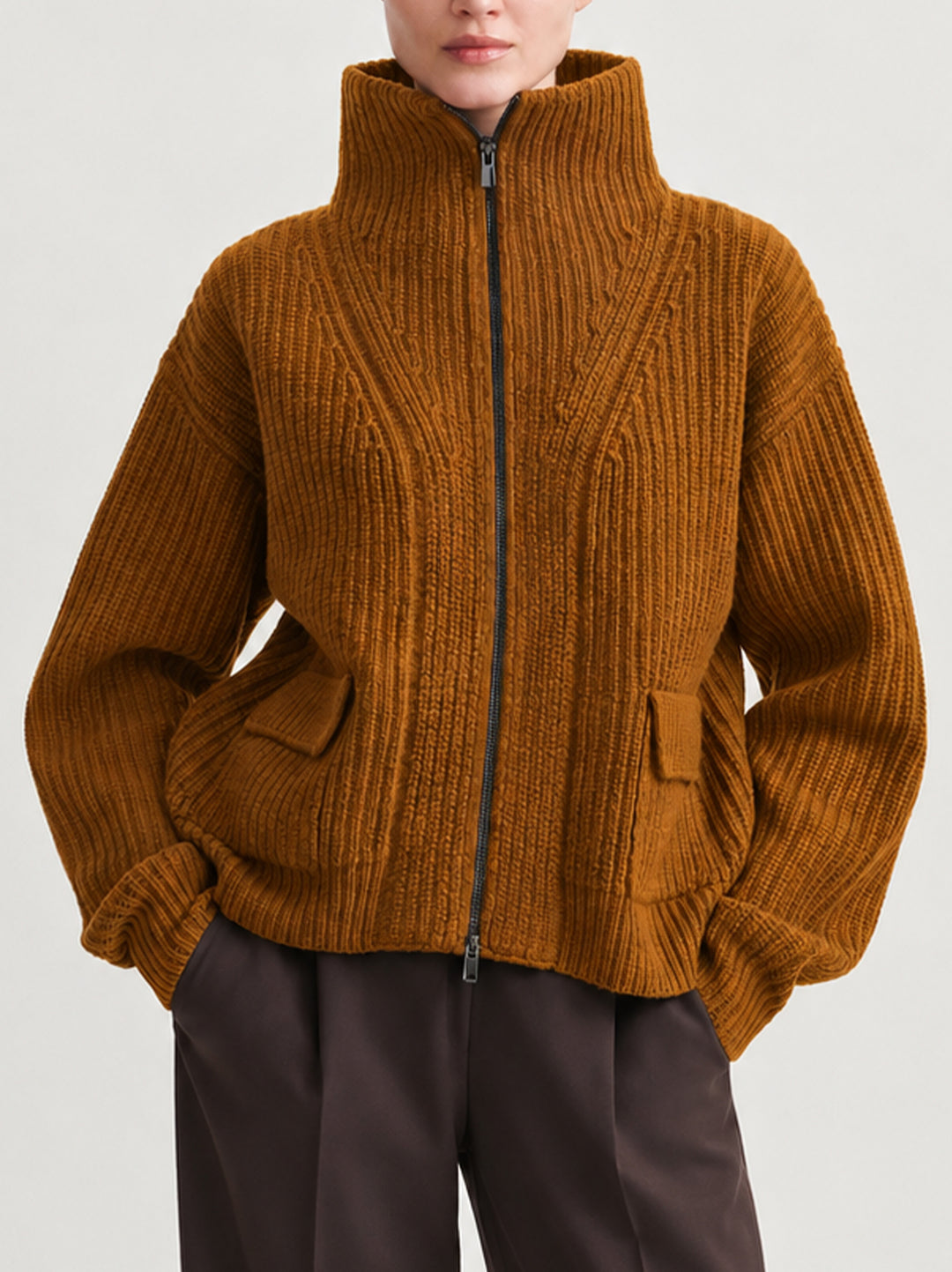 FFC Greta Wollen Vest – Bruin-100% wol-DAMES TRUIEN & VESTEN-Bruin