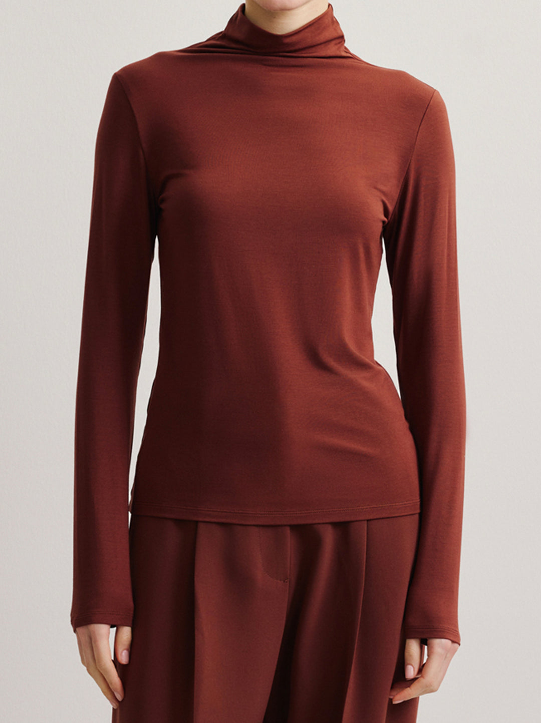 FFC Longsleeve – Bruin-95% modaal, 5% elastaan-DAMES TOPS & BLOUSES-Bruin