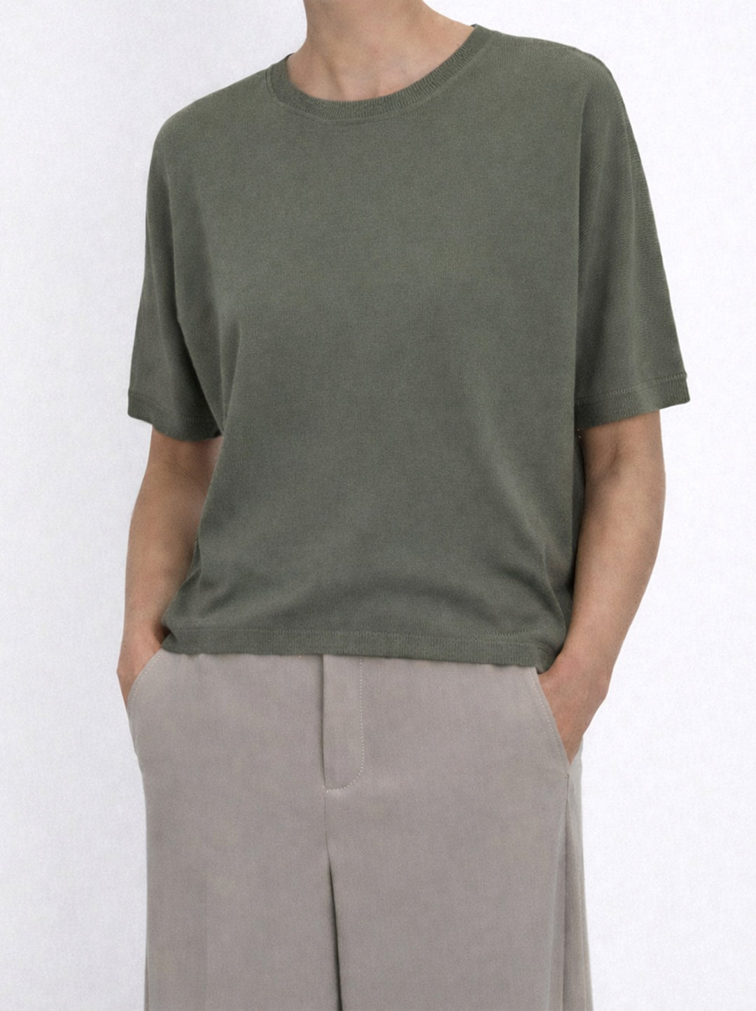 FFC T-Shirt Korte Mouw – Groen-80% viscose, 20% polyamide-DAMES TOPS & BLOUSES-Groen