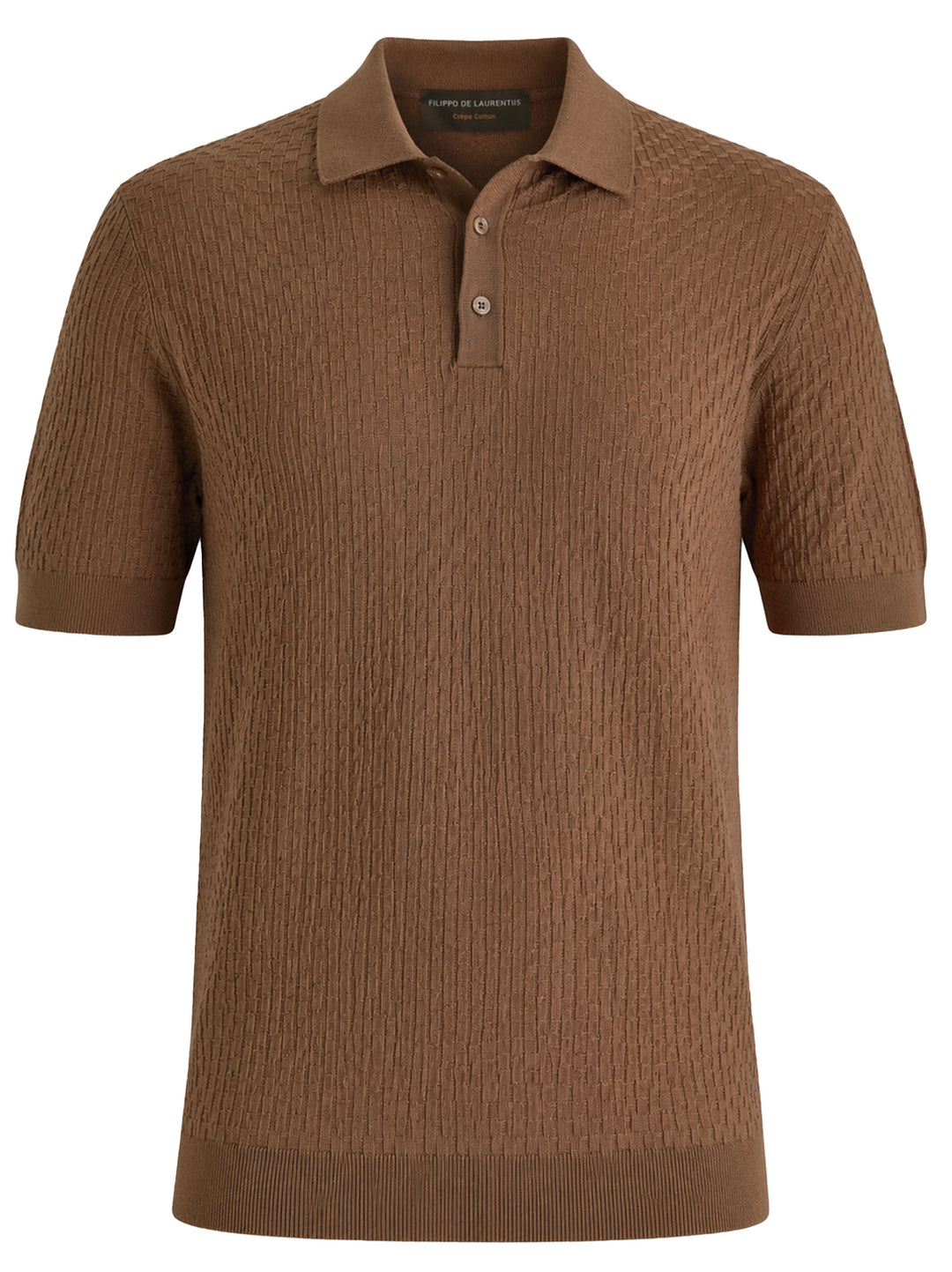 Filippo de Laurentiis Basket Stitch Polo - Bruin-100% katoen-HEREN POLO'S & T-SHIRTS-Bruin