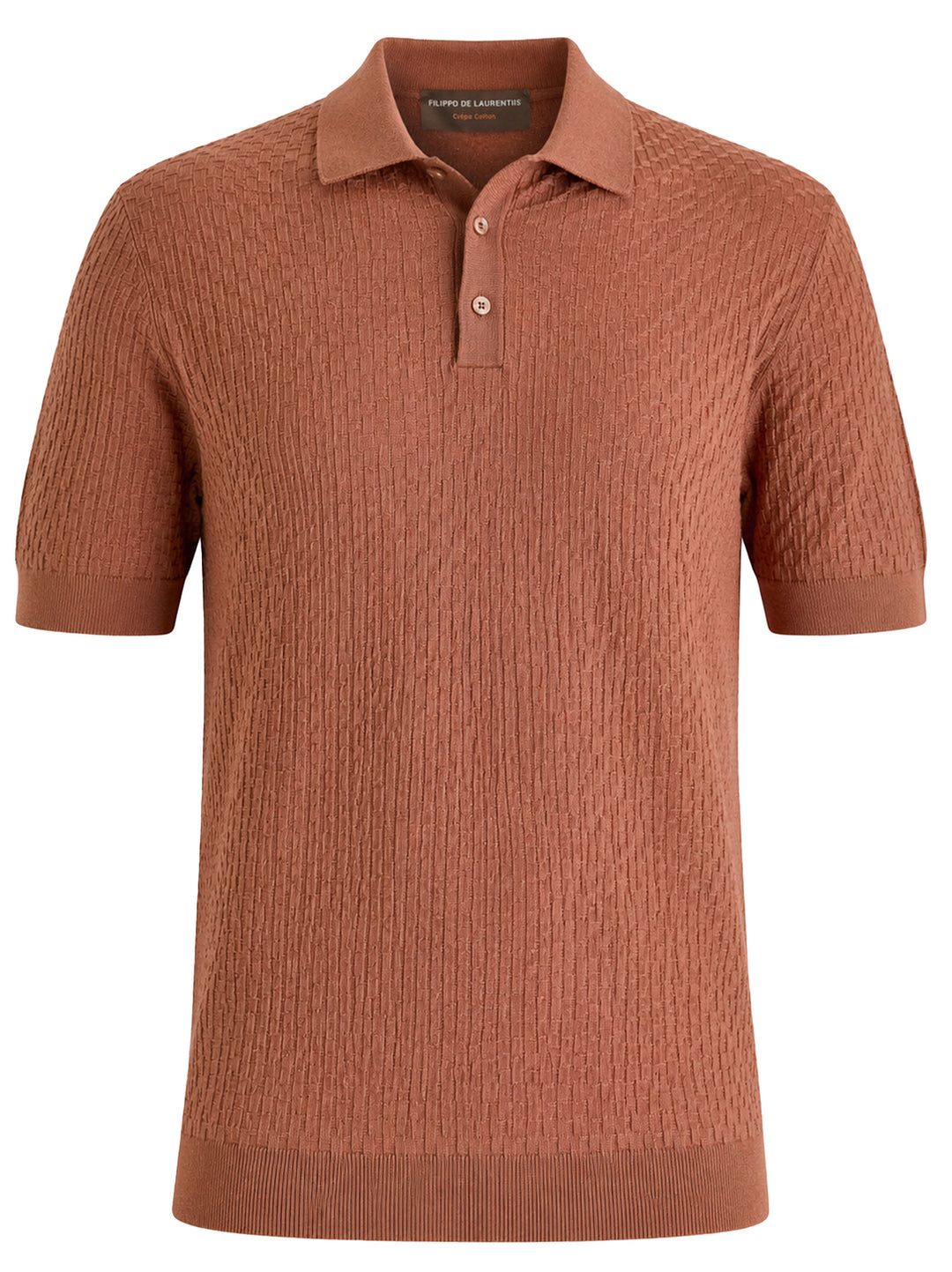 Filippo de Laurentiis Basket Stitch Polo - Rood-100% katoen-HEREN POLO'S & T-SHIRTS-Rood