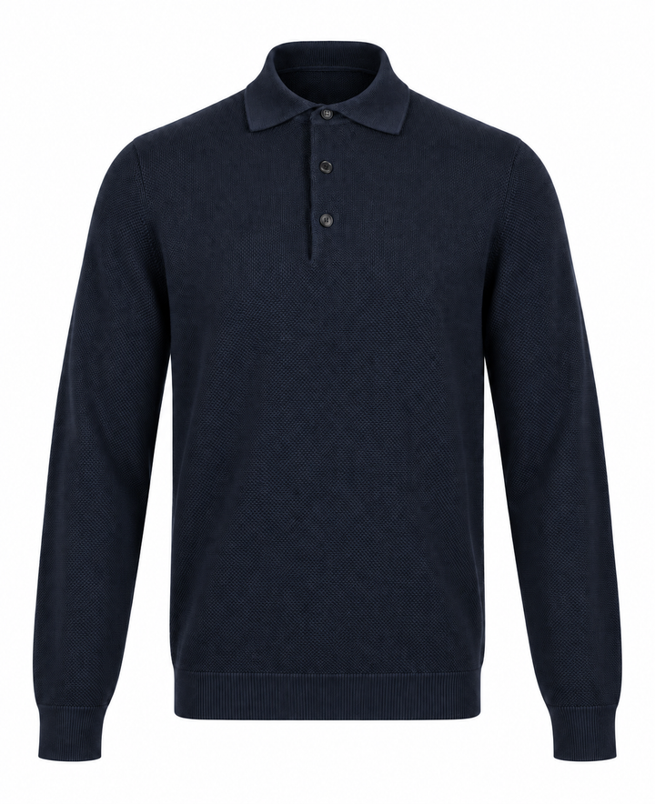 Filippo de Laurentiis Merino Polo – Blauw-100% merino wol-HEREN POLO'S & T-SHIRTS-Blauw