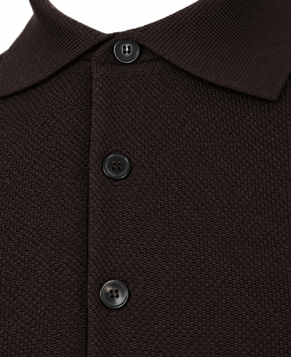 Filippo de Laurentiis Merino Polo – Bruin-100% merino wol-HEREN POLO'S & T-SHIRTS-Bruin
