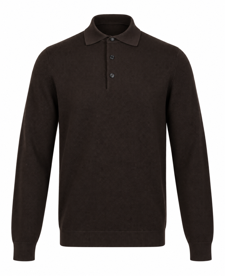 Filippo de Laurentiis Merino Polo – Bruin-100% merino wol-HEREN POLO'S & T-SHIRTS-Bruin