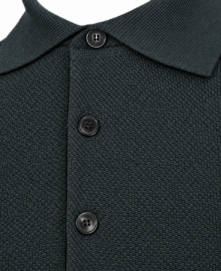 Filippo de Laurentiis Merino Polo – Groen-100% merino wol-HEREN POLO'S & T-SHIRTS-Groen