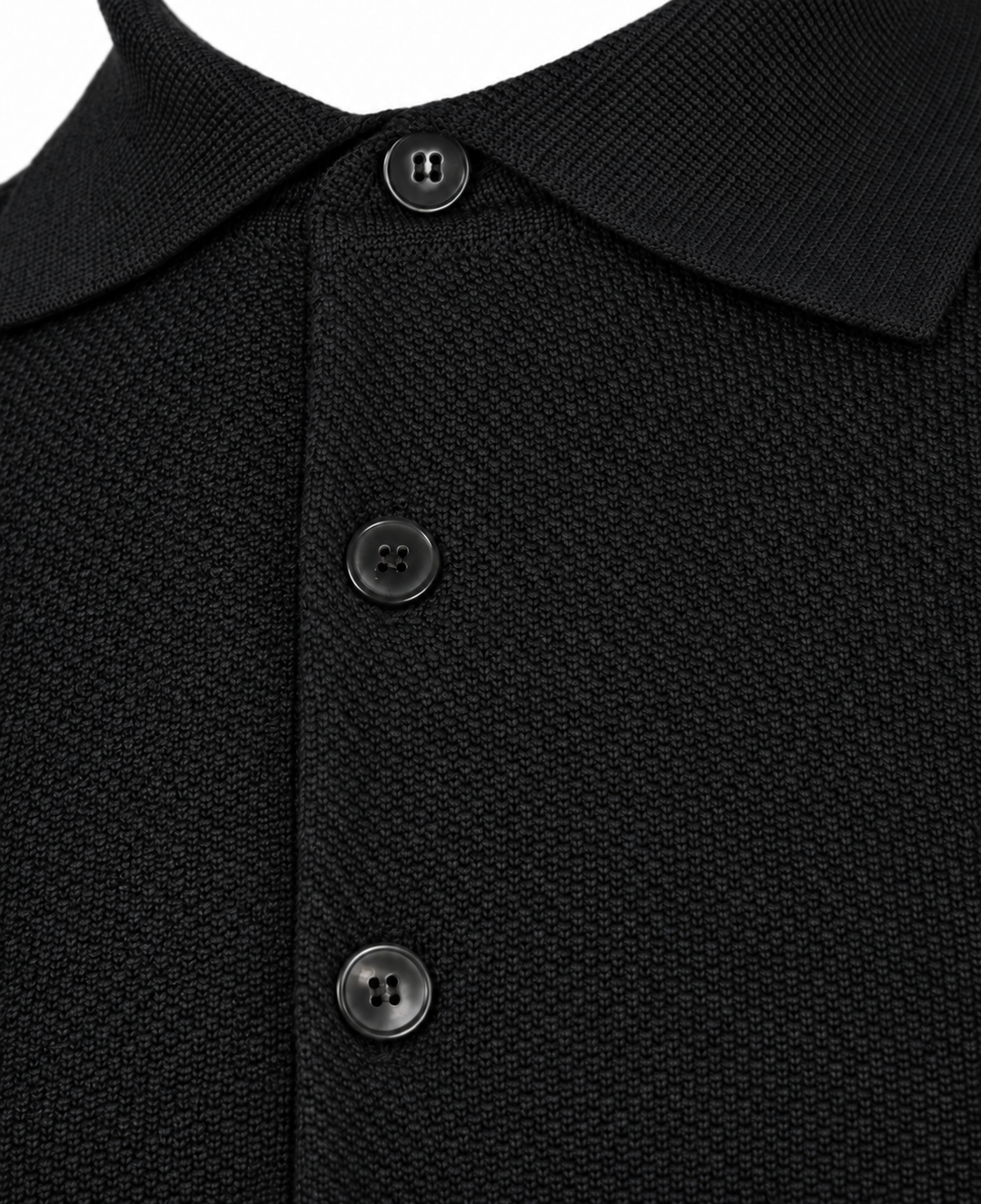 Filippo de Laurentiis Merino Polo – Zwart-100% merino wol-HEREN POLO'S & T-SHIRTS-Zwart