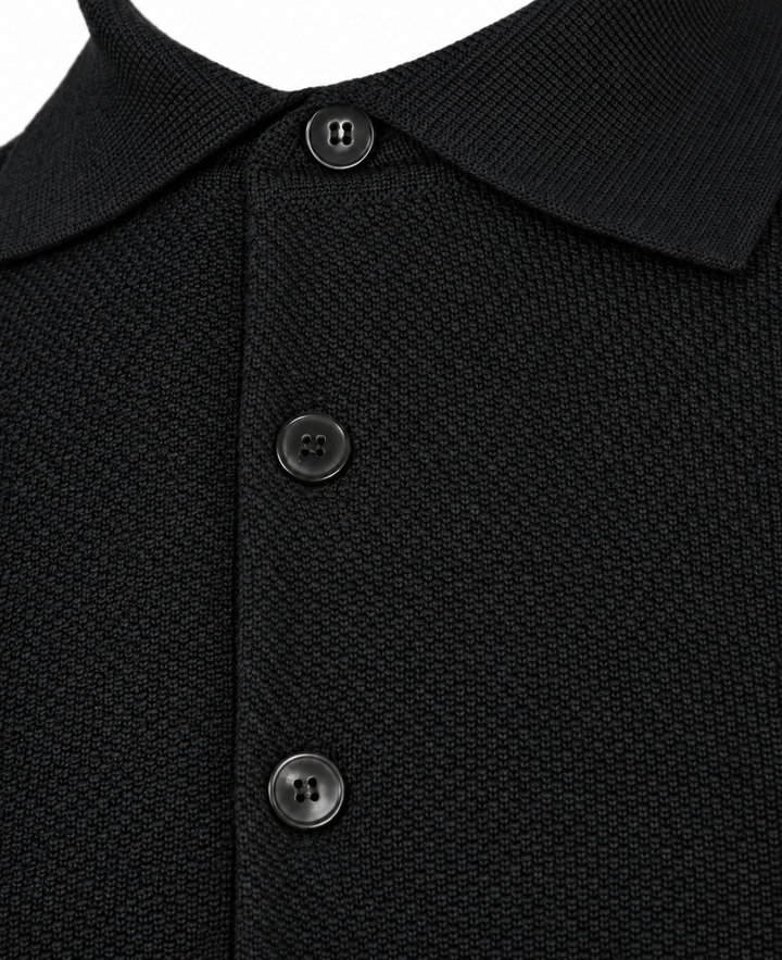 Filippo de Laurentiis Merino Polo – Zwart-100% merino wol-HEREN POLO'S & T-SHIRTS-Zwart