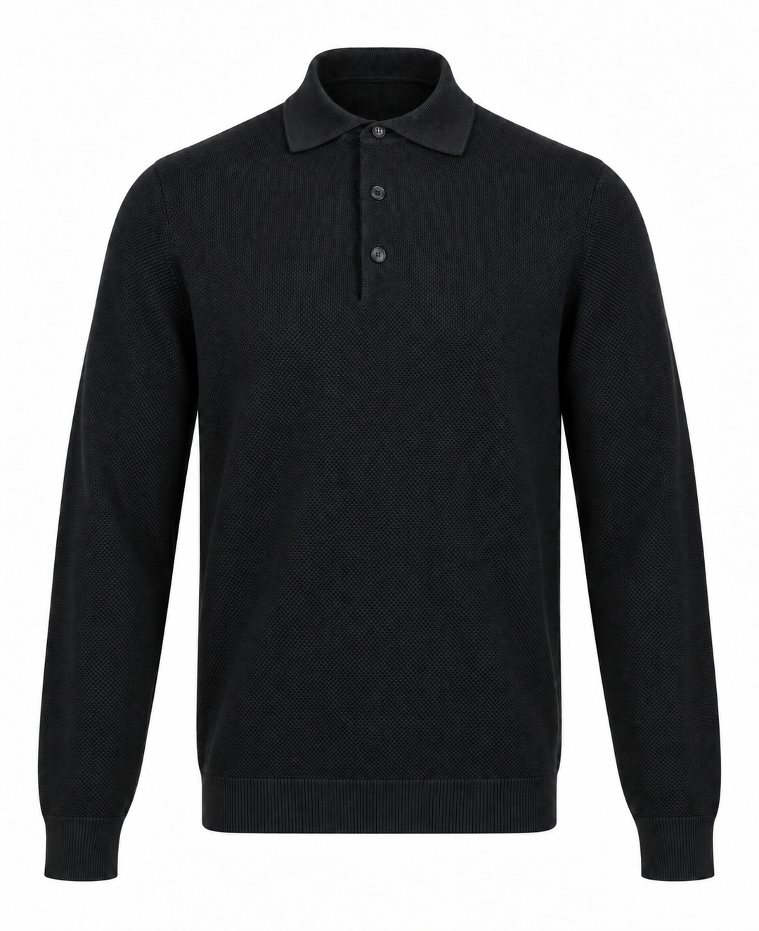Filippo de Laurentiis Merino Polo – Zwart-100% merino wol-HEREN POLO'S & T-SHIRTS-Zwart