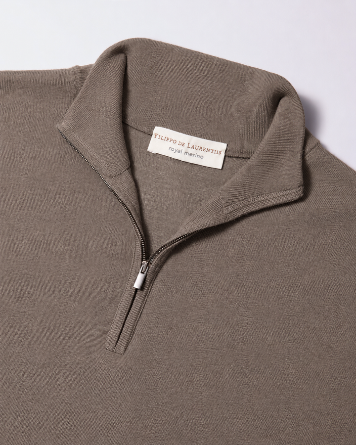 Filippo de Laurentiis Merinowol Half Zip – Grijs-100% merino wol-HEREN TRUIEN & VESTEN-Grijs