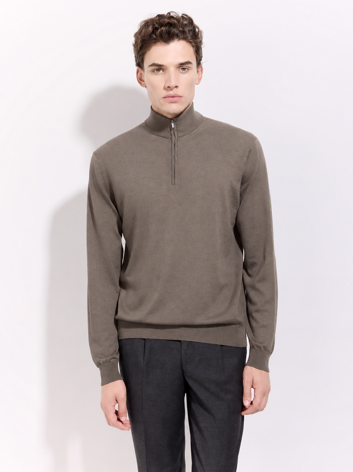 Filippo de Laurentiis Merinowol Half Zip – Grijs-100% merino wol-HEREN TRUIEN & VESTEN-Grijs