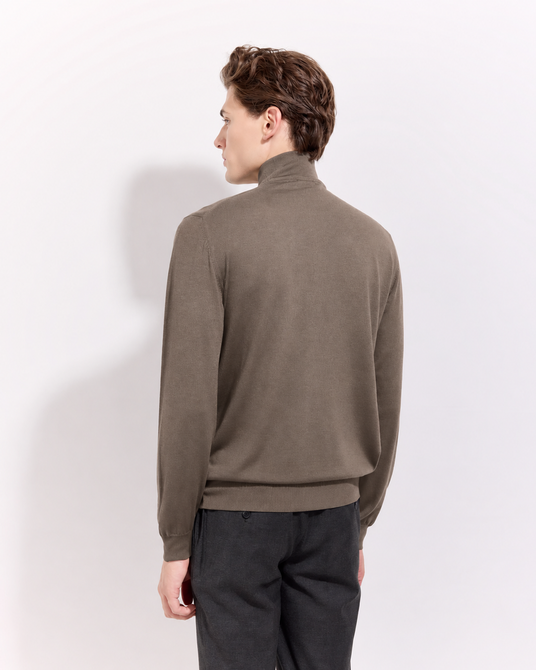 Filippo de Laurentiis Merinowol Half Zip – Grijs-100% merino wol-HEREN TRUIEN & VESTEN-Grijs
