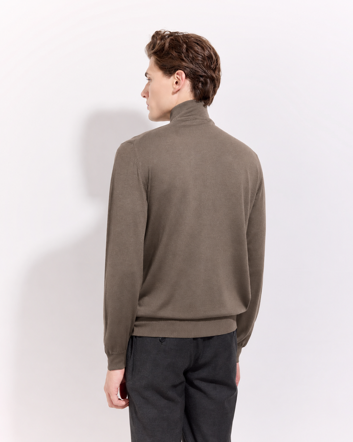 Filippo de Laurentiis Merinowol Half Zip – Grijs-100% merino wol-HEREN TRUIEN & VESTEN-Grijs