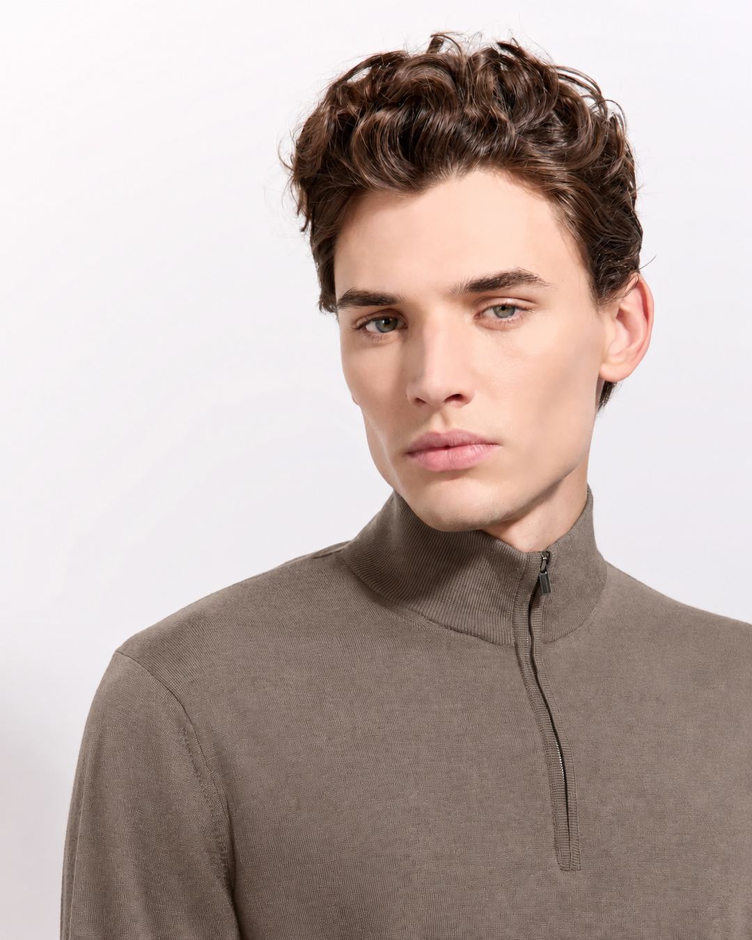 Filippo de Laurentiis Merinowol Half Zip – Grijs-100% merino wol-HEREN TRUIEN & VESTEN-Grijs