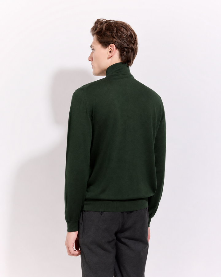 Filippo de Laurentiis Merinowol Half Zip – Groen-100% merino wol-HEREN TRUIEN & VESTEN-Groen