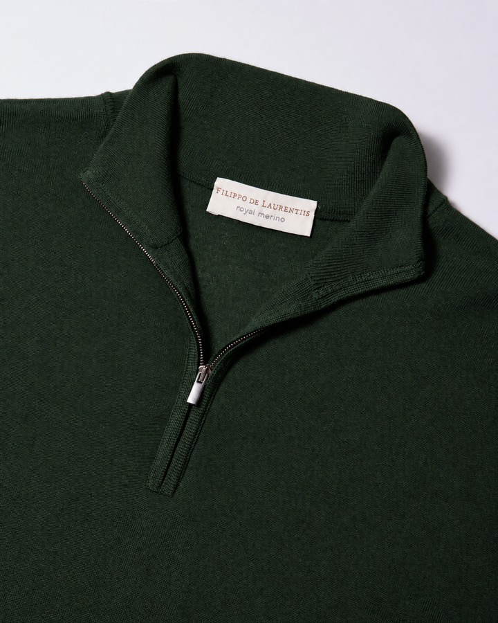 Filippo de Laurentiis Merinowol Half Zip – Groen-100% merino wol-HEREN TRUIEN & VESTEN-Groen