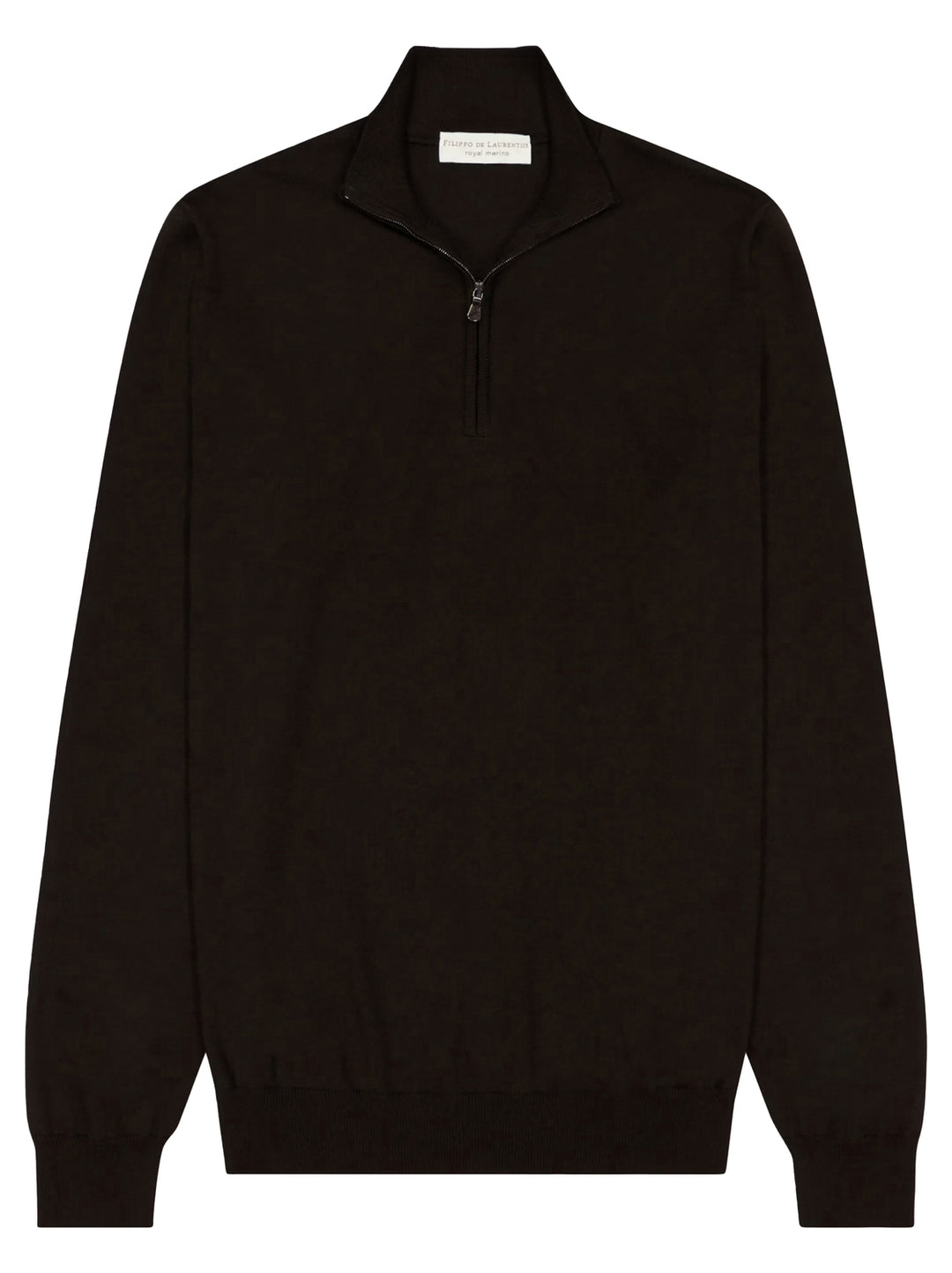 Filippo de Laurentiis Merinowollen Half Zip-100% merino wol-HEREN TRUIEN & VESTEN-Bruin